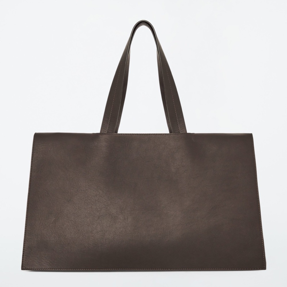 COS Dark Brown Leather Tote Bag